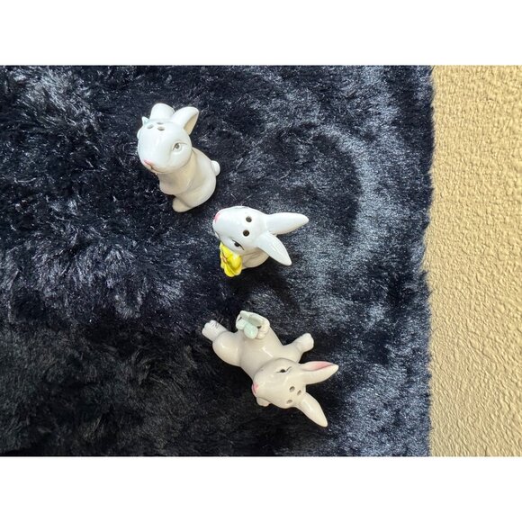 Vintage Ceramic Bunny Figurines With Flowers & Butterfly Spring Decor Set Of 3 - Picture 7 of 8